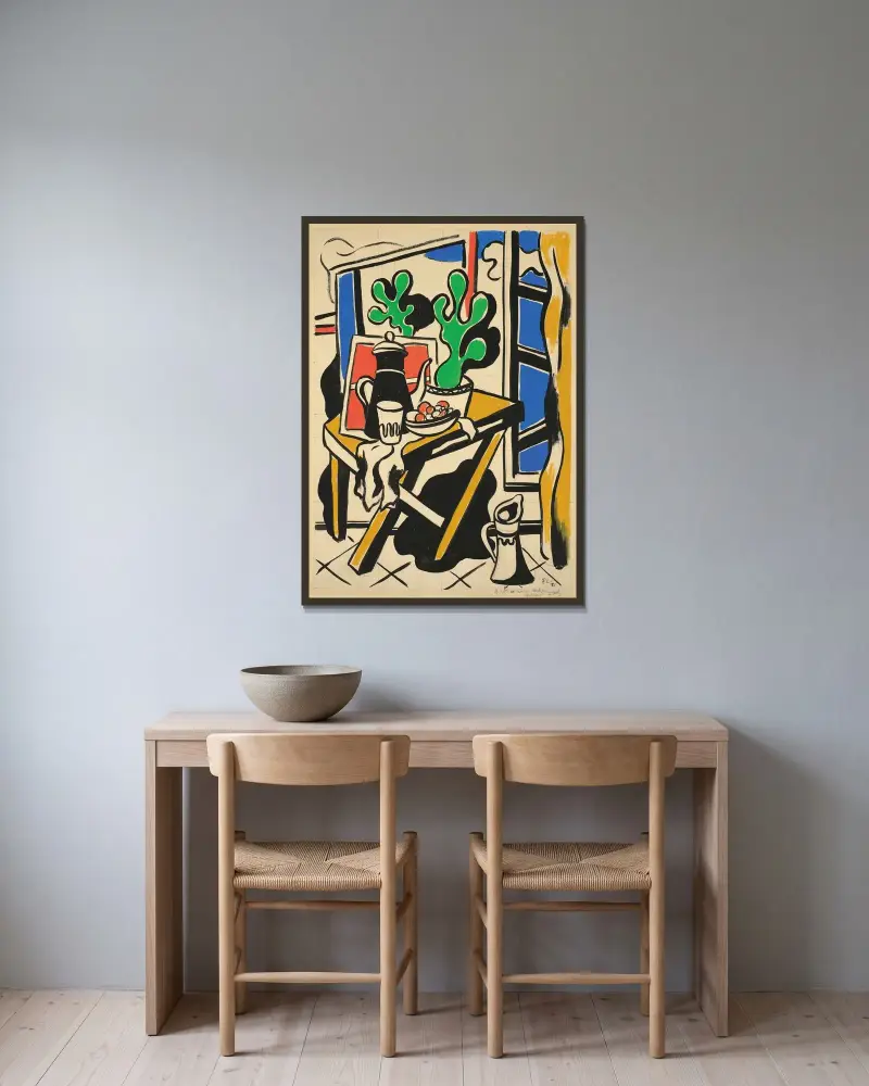 Stilleben i köket av Fernand Léger inramad på en vägg