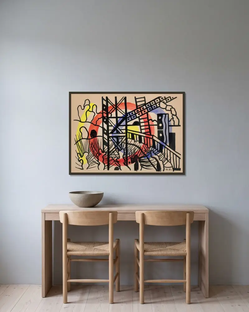 Landskap i Seine-et-Oise av Fernand Léger inramad på en vägg