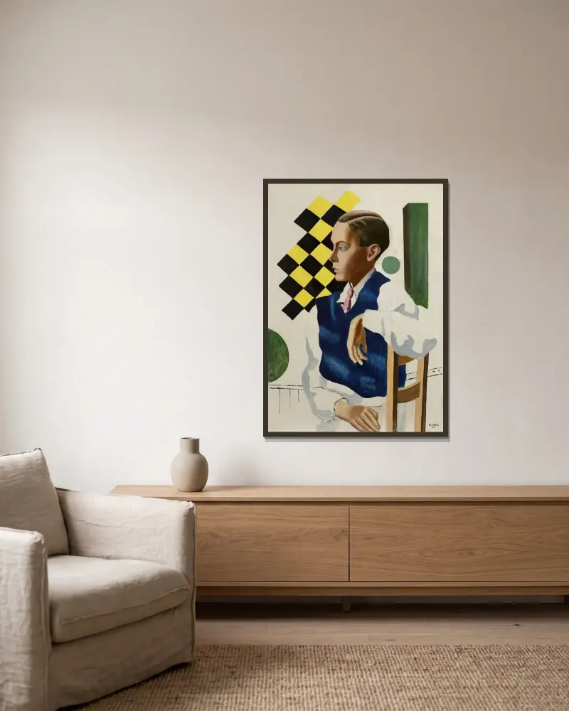 Porträtt av sonen Bignou av Fernand Léger inramad på en vägg