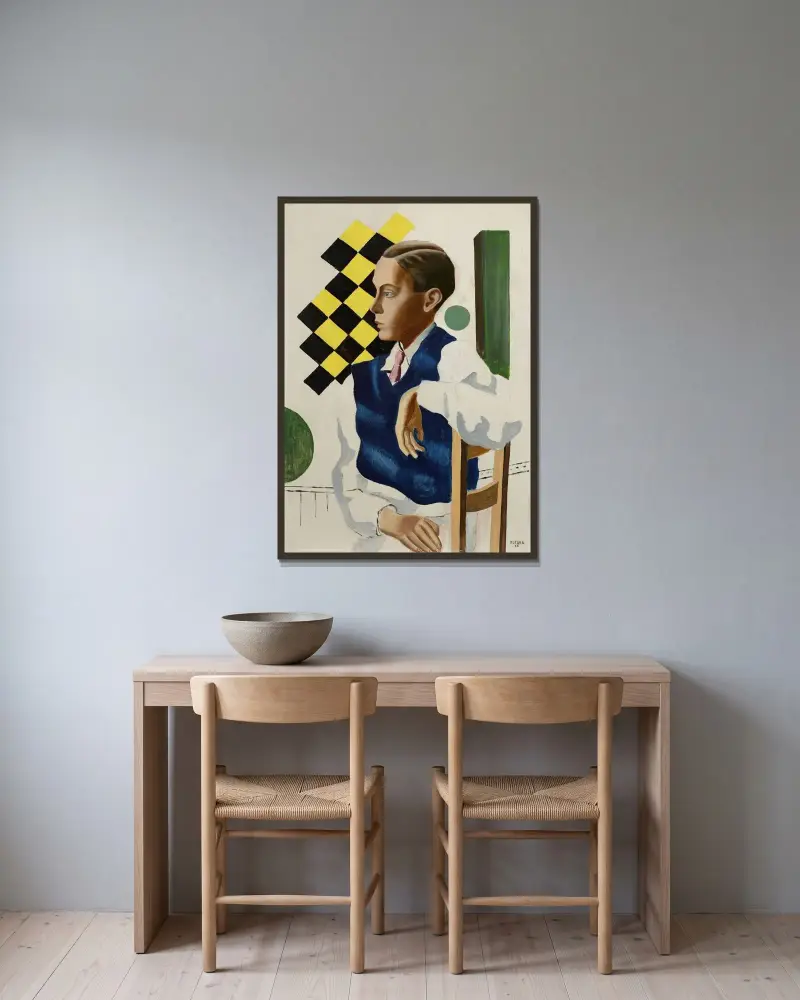 Porträtt av sonen Bignou av Fernand Léger inramad på en vägg
