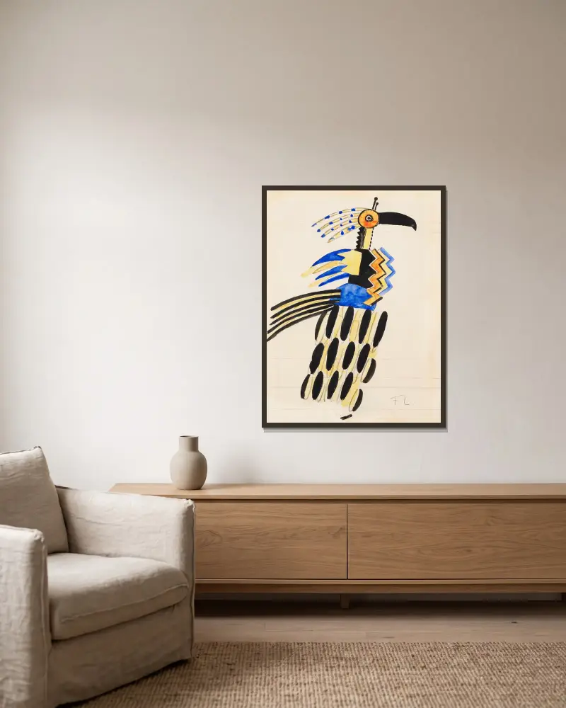 Projet de costume; Création du Monde av Fernand Léger inramad på en vägg