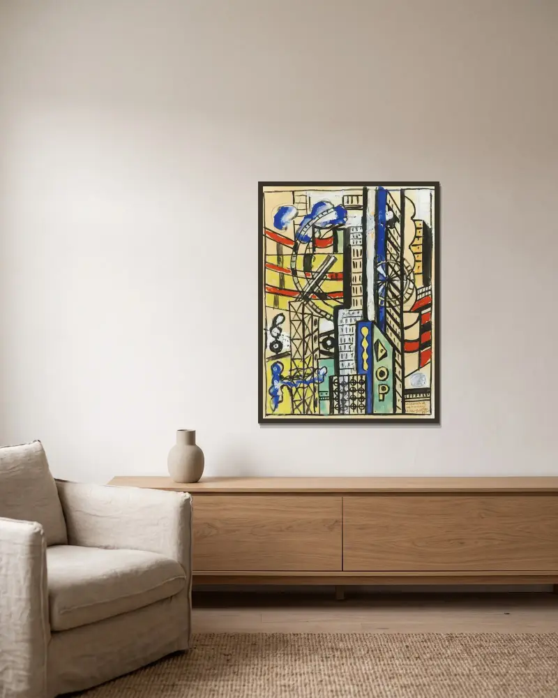 Minne från New York av Fernand Léger inramad på en vägg