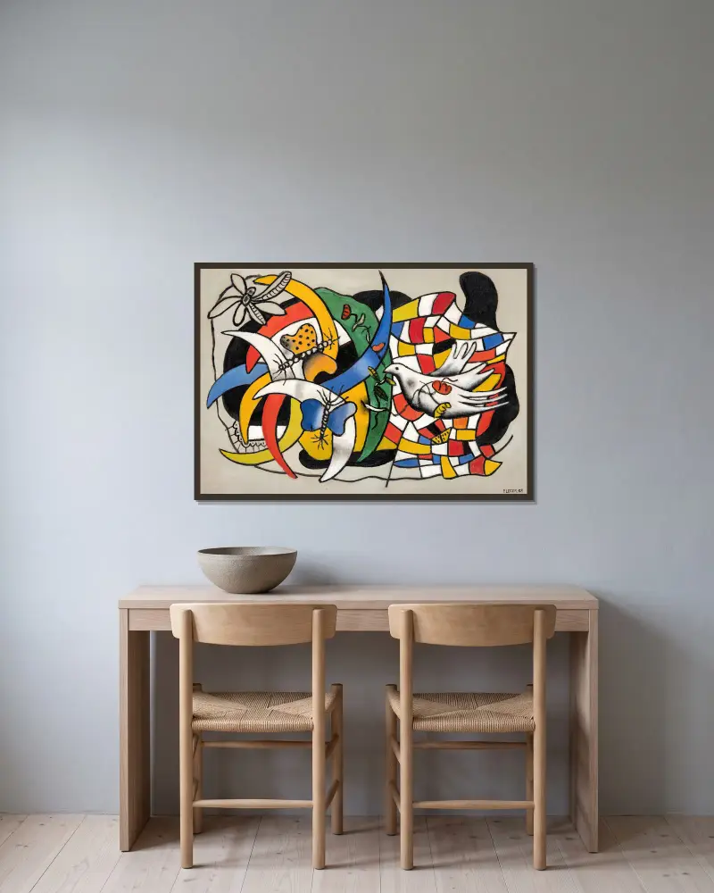 Ptak i dwa motyle (Letni dzień), Fernand Léger w ramie na ścianie