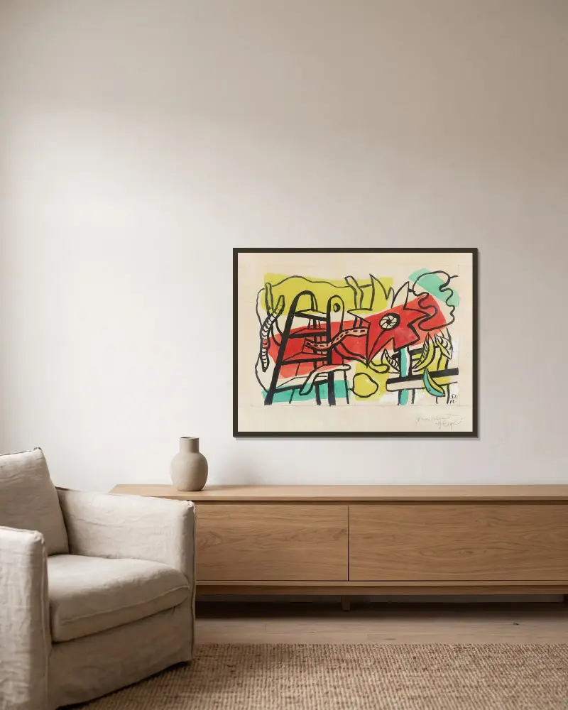 Untitled av Fernand Léger inramad på en vägg