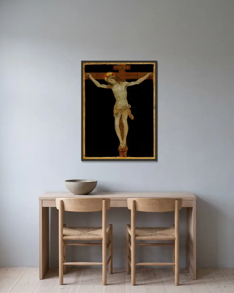 Christ on the Cross av Filippino Lippi inramad på en vägg