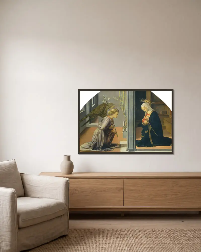Verkündigung von Filippino Lippi gerahmt an einer Wand