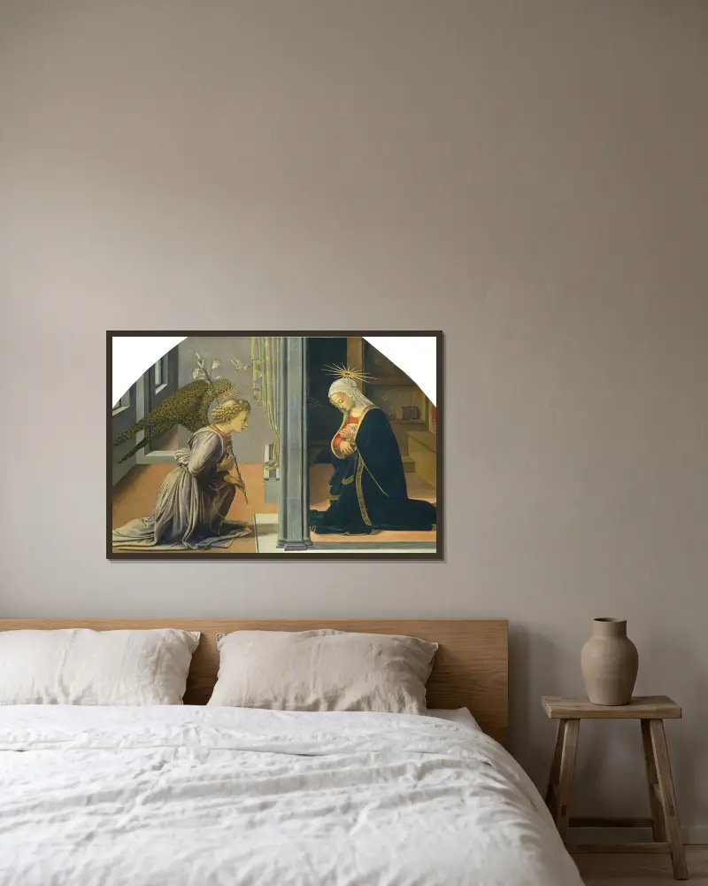 Verkündigung von Filippino Lippi gerahmt an einer Wand