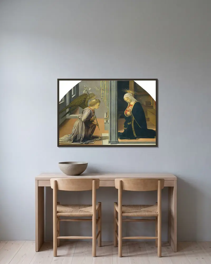 Verkündigung von Filippino Lippi gerahmt an einer Wand