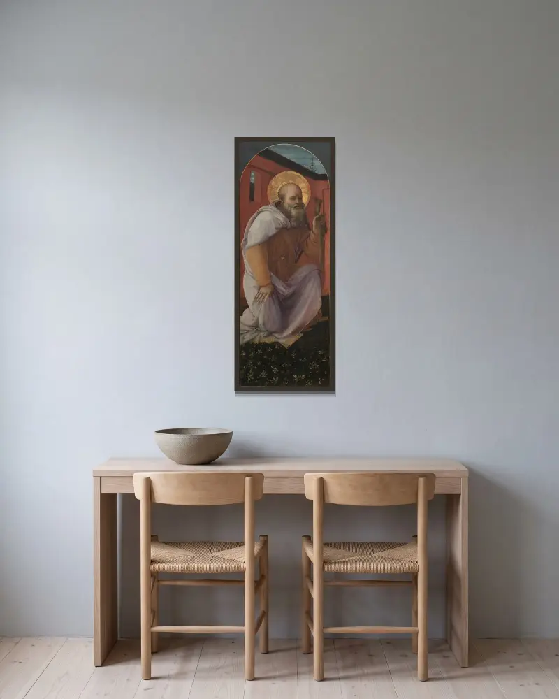 Der heilige Antonius Abbas von Filippo Lippi gerahmt an einer Wand