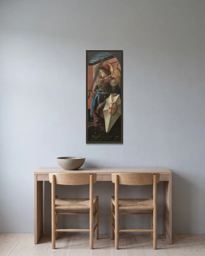 The Archangel Michael av Filippo Lippi inramad på en vägg