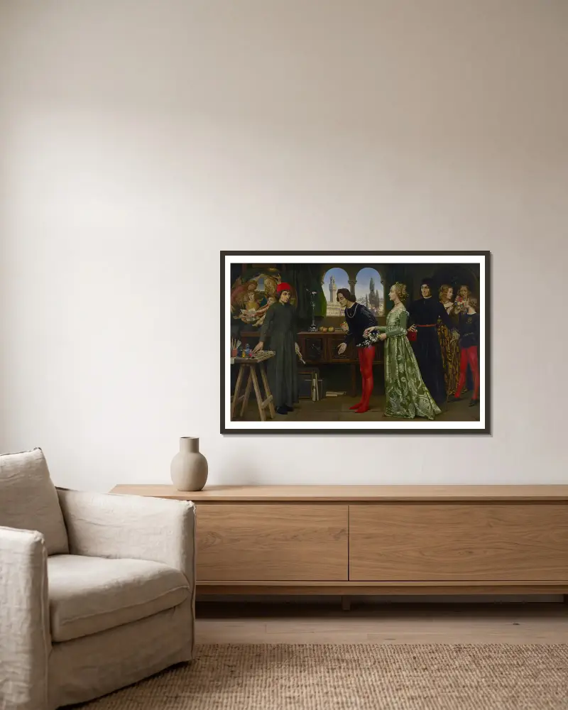 Pracownia Botticellego, Eleanor Fortescue-Brickdale w ramie na ścianie