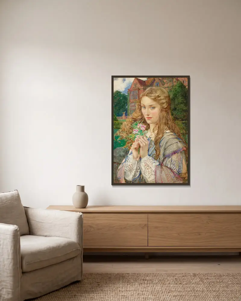 Evelyn Hope av Eleanor Fortescue-Brickdale inramad på en vägg