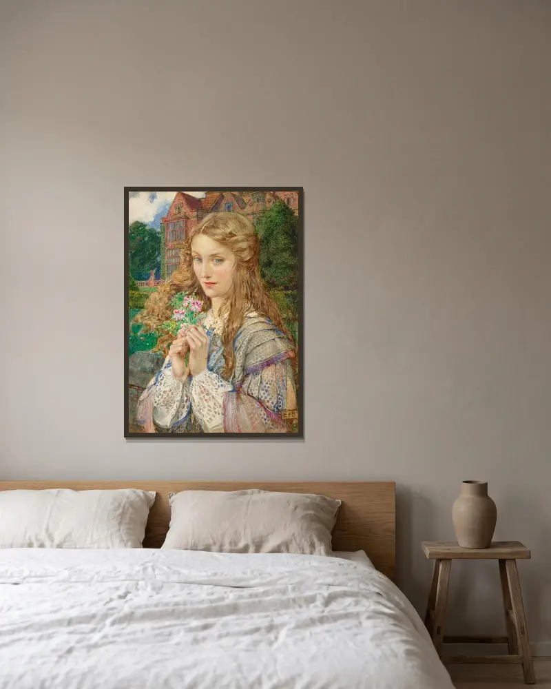 Evelyn Hope av Eleanor Fortescue-Brickdale inramad på en vägg