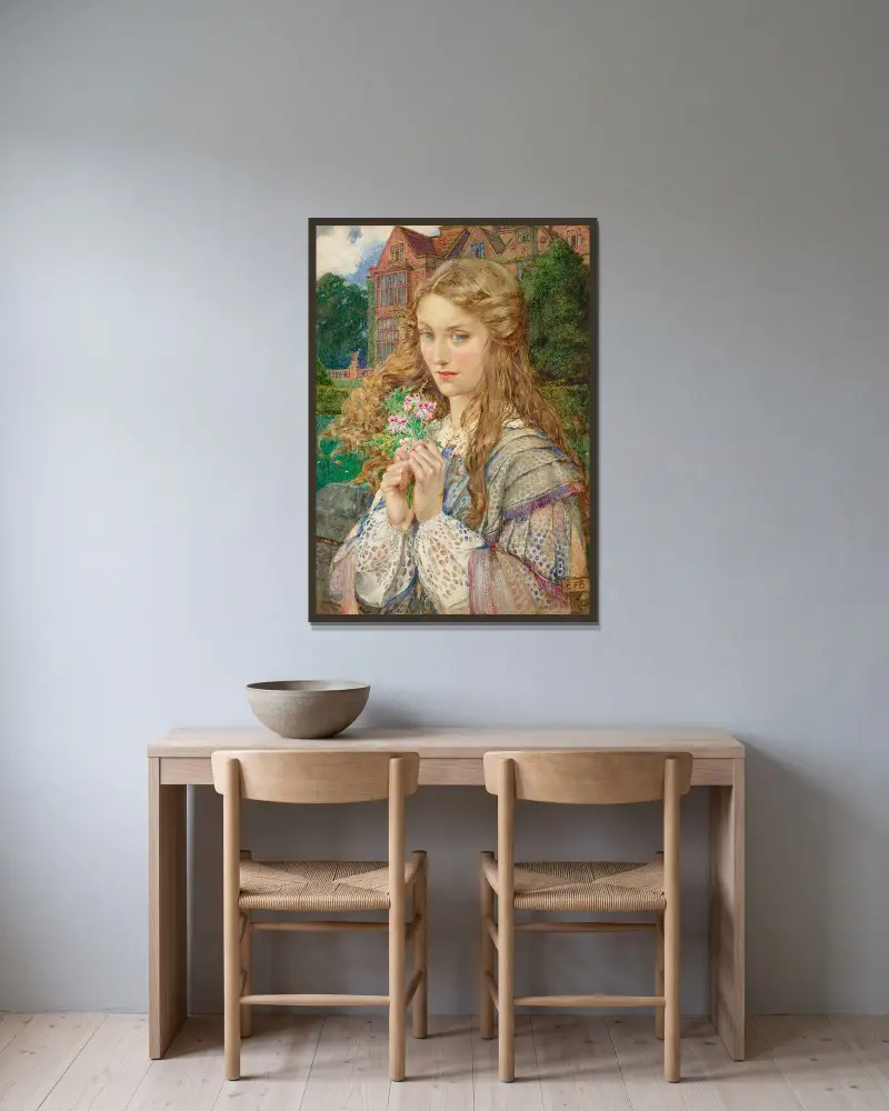 Evelyn Hope av Eleanor Fortescue-Brickdale inramad på en vägg