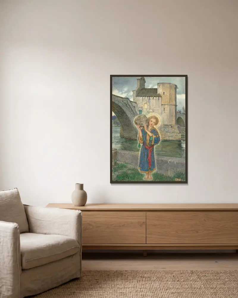 S:t Bénézet av Avignon av Eleanor Fortescue-Brickdale inramad på en vägg