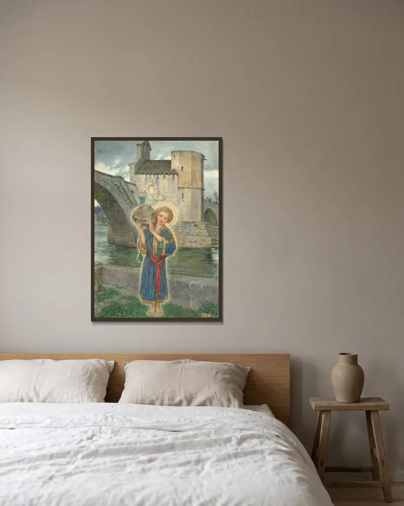 S:t Bénézet av Avignon av Eleanor Fortescue-Brickdale inramad på en vägg