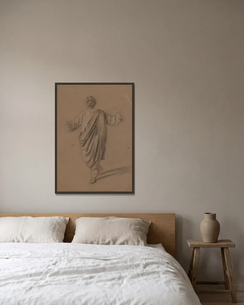 Akademische Studie einer männlichen Figur, 1856 – Nr. 1 von Mariano Fortuny Marsal gerahmt an einer Wand