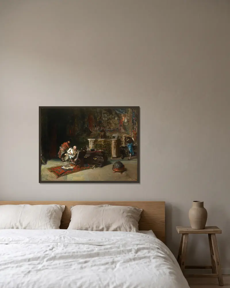 The Print Collector av Mariano Fortuny Marsal inramad på en vägg