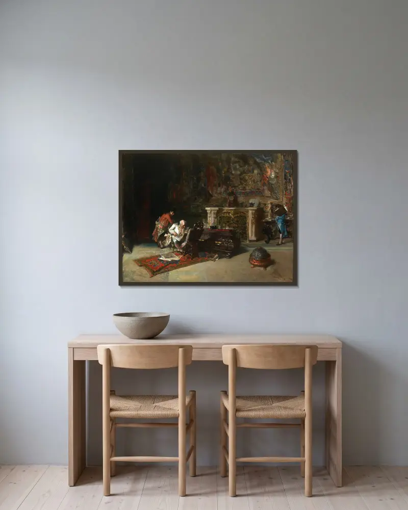 The Print Collector av Mariano Fortuny Marsal inramad på en vägg