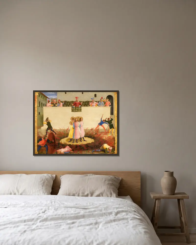 Święci Kosma i Damian oraz ich bracia, którzy przeżyli stos, Fra Angelico w ramie na ścianie
