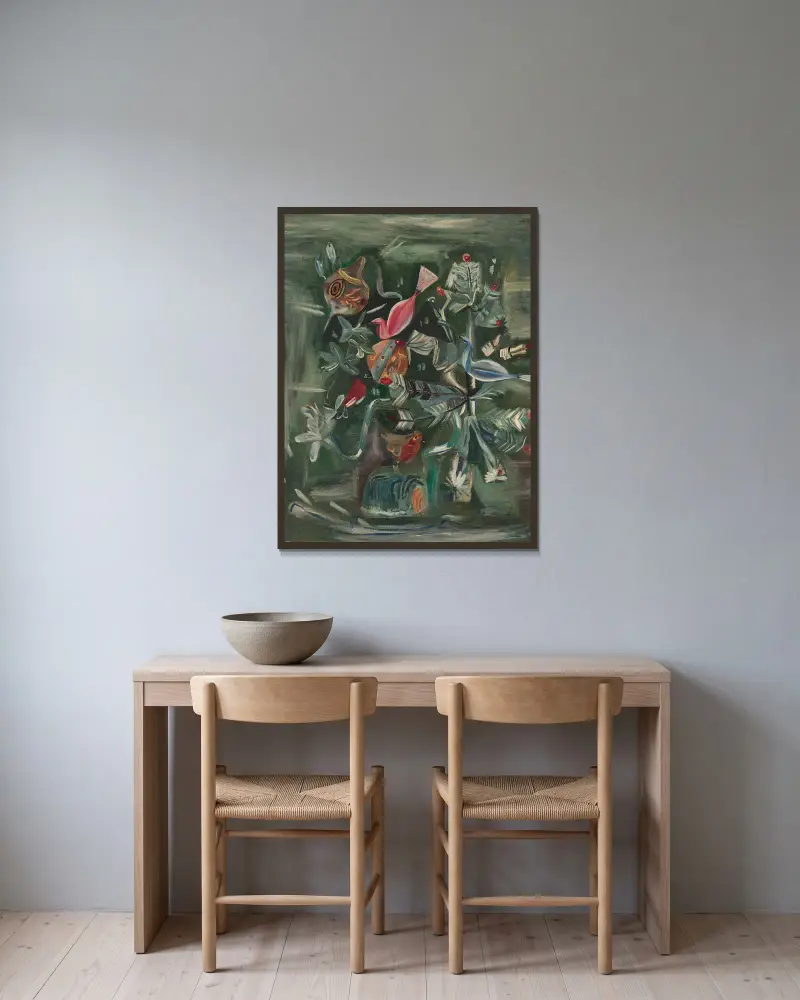 Weihnachtsbaum von Frances Hodgkins gerahmt an einer Wand
