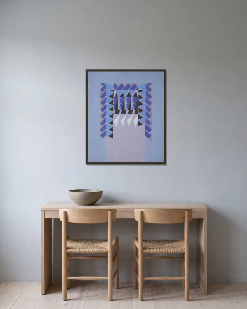 Untitled (Textile design no I) av Frances Hodgkins inramad på en vägg