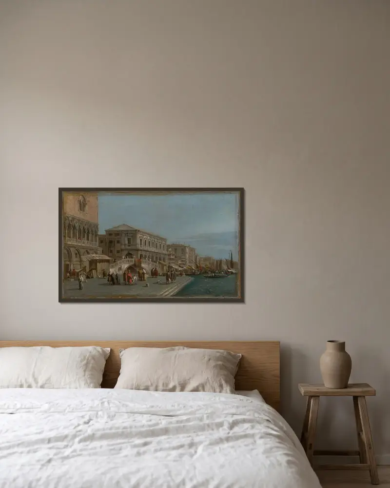 Widok na Molo i Riva degli Schiavoni w Wenecji, Francesco Guardi w ramie na ścianie
