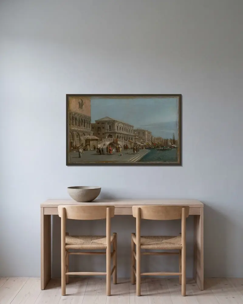 Widok na Molo i Riva degli Schiavoni w Wenecji, Francesco Guardi w ramie na ścianie
