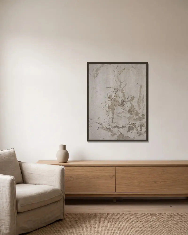 Elegant par av Francesco Guardi inramad på en vägg