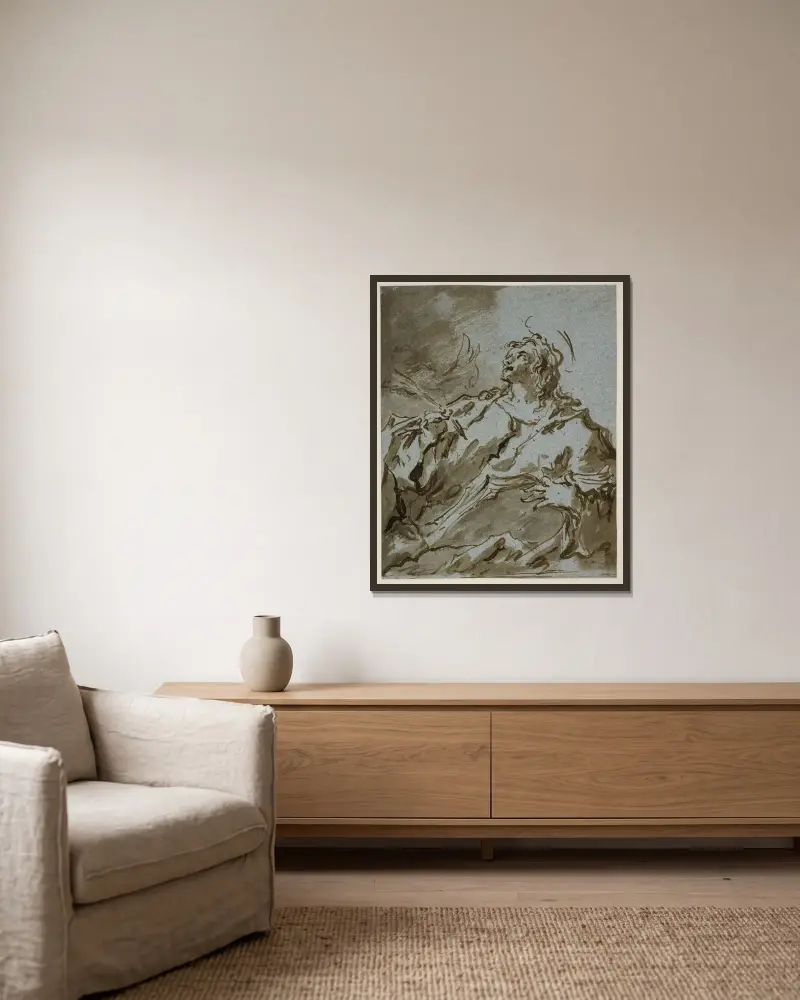 Evangelisten Johannes av Francesco Guardi inramad på en vägg