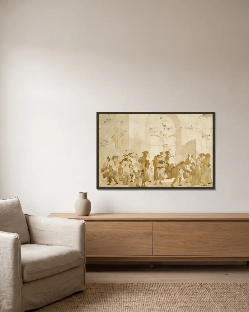 Figurstudier av Francesco Guardi inramad på en vägg