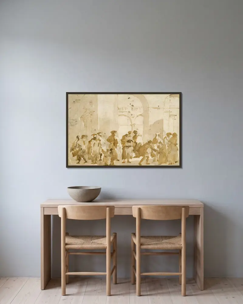 Figurstudier av Francesco Guardi inramad på en vägg