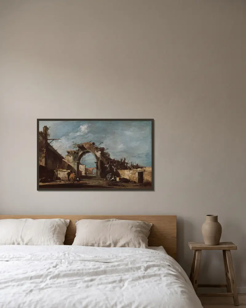 Ruined Archway av Francesco Guardi inramad på en vägg