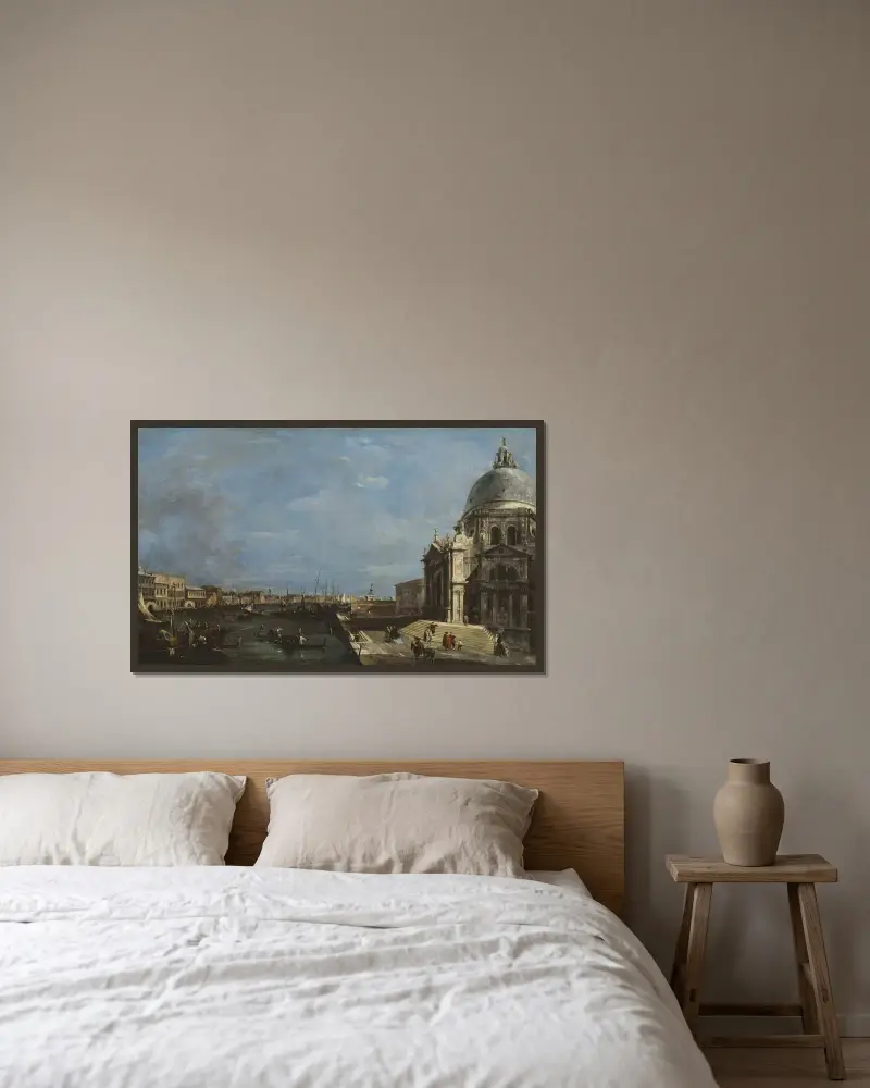 Stora kanalen, Venedig av Francesco Guardi inramad på en vägg
