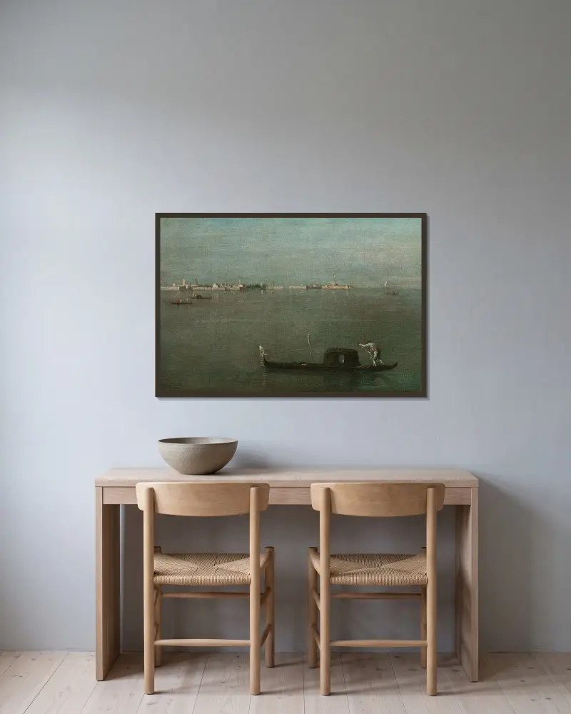 Šedá laguna (Gondoly na laguně), Francesco Guardi v rámu na stěně