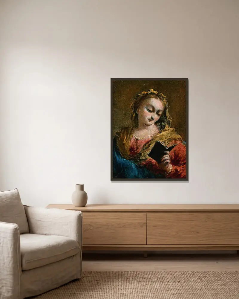 The Madonna Annunciate av Francesco Guardi inramad på en vägg