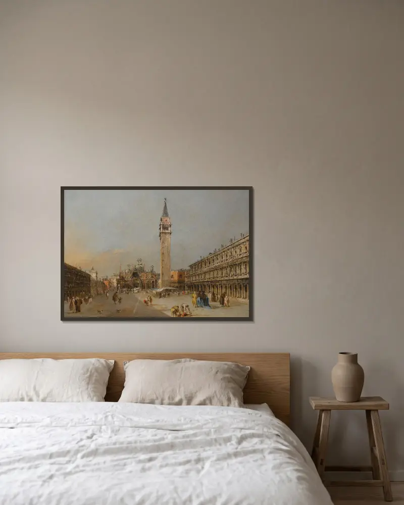 The Piazza San Marco With The Basilica And Campanile av Francesco Guardi inramad på en vägg
