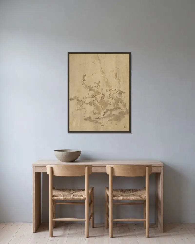 Två drickande män av Francesco Guardi inramad på en vägg