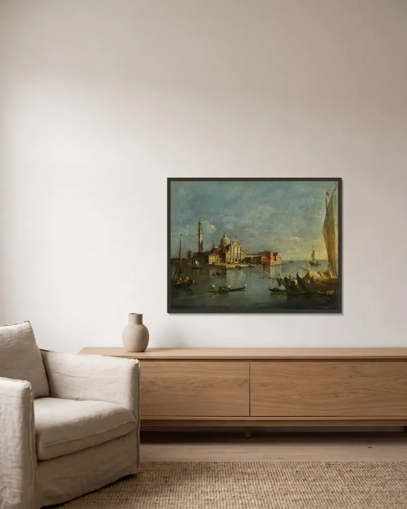Wenecja, widok na San Giorgio Maggiore, Francesco Guardi w ramie na ścianie