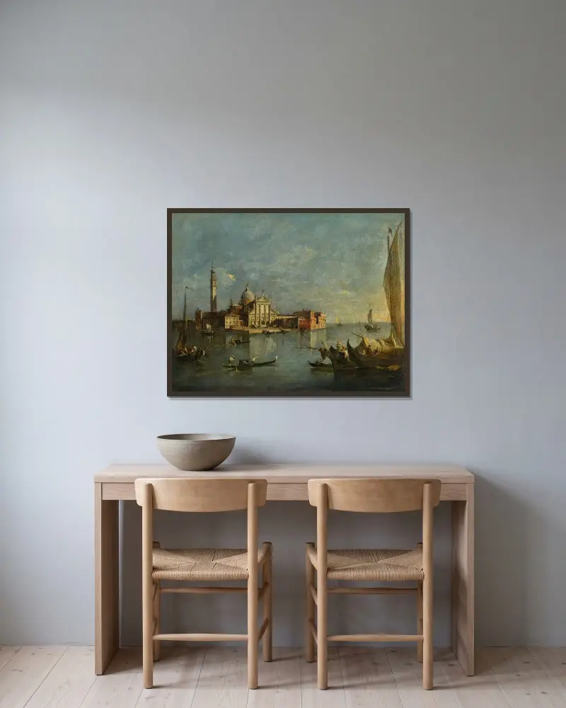 Wenecja, widok na San Giorgio Maggiore, Francesco Guardi w ramie na ścianie