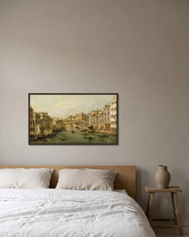 Venedig, Rialto av Francesco Guardi inramad på en vägg