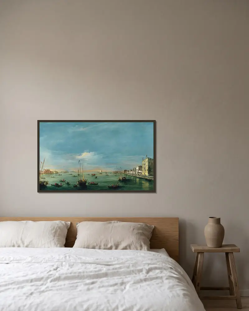 Vy över Giudeccakanalen och Zattere av Francesco Guardi inramad på en vägg