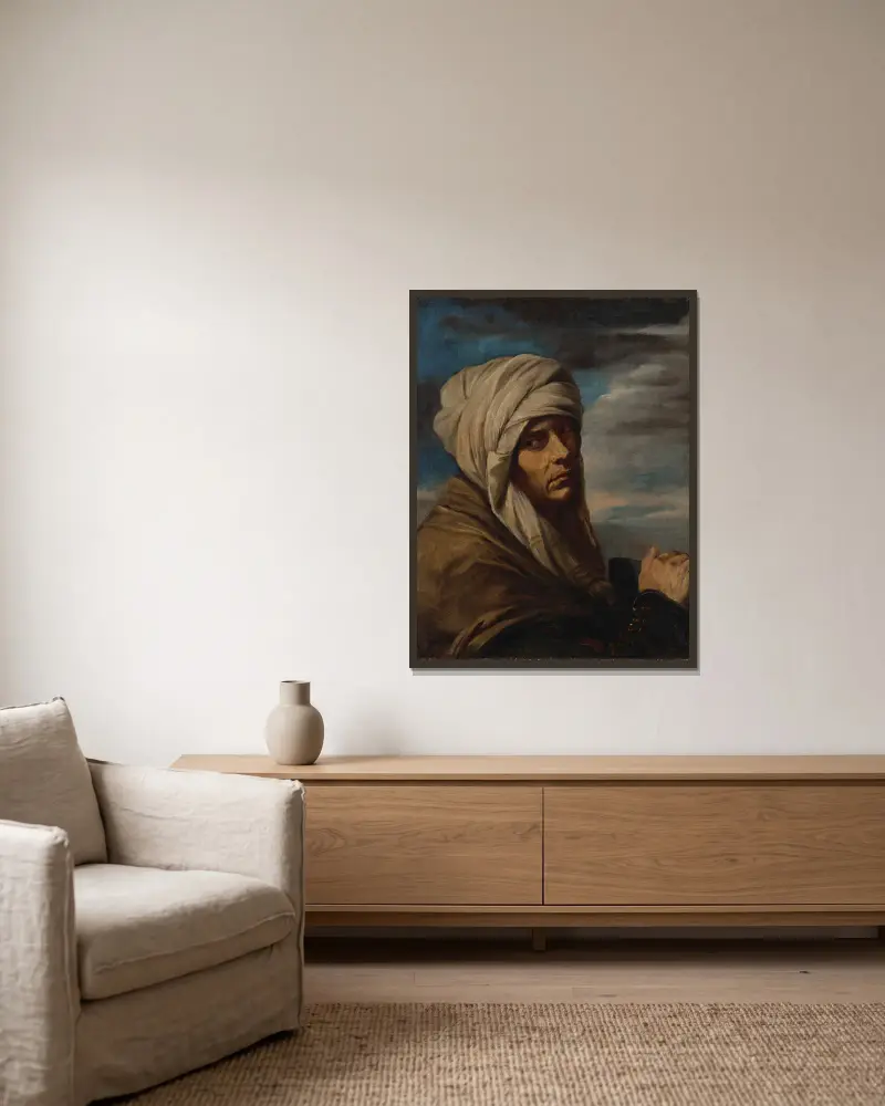 A man wearing a turban av Pier Francesco Mola inramad på en vägg