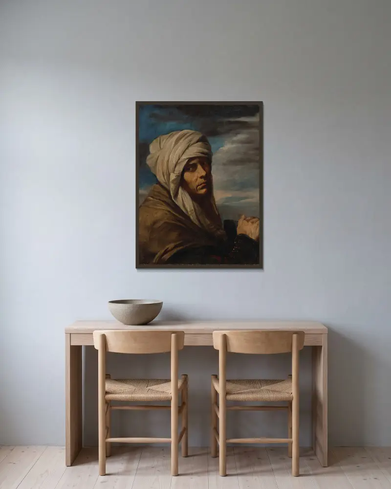 A man wearing a turban av Pier Francesco Mola inramad på en vägg