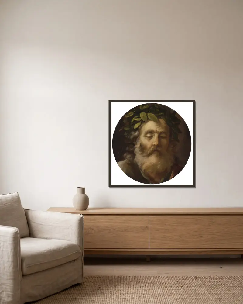 Blinder Homer von Pier Francesco Mola gerahmt an einer Wand