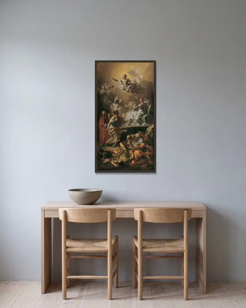 Kristi uppståndelse av Francesco Solimena inramad på en vägg