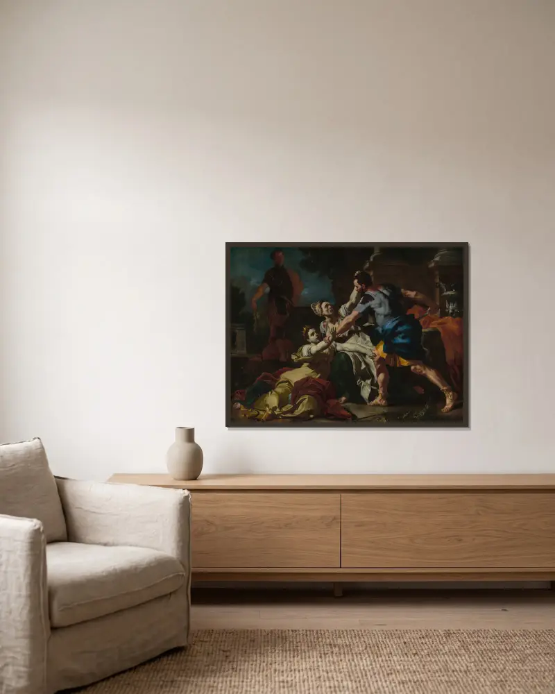 Death of Messalina av Francesco Solimena inramad på en vägg