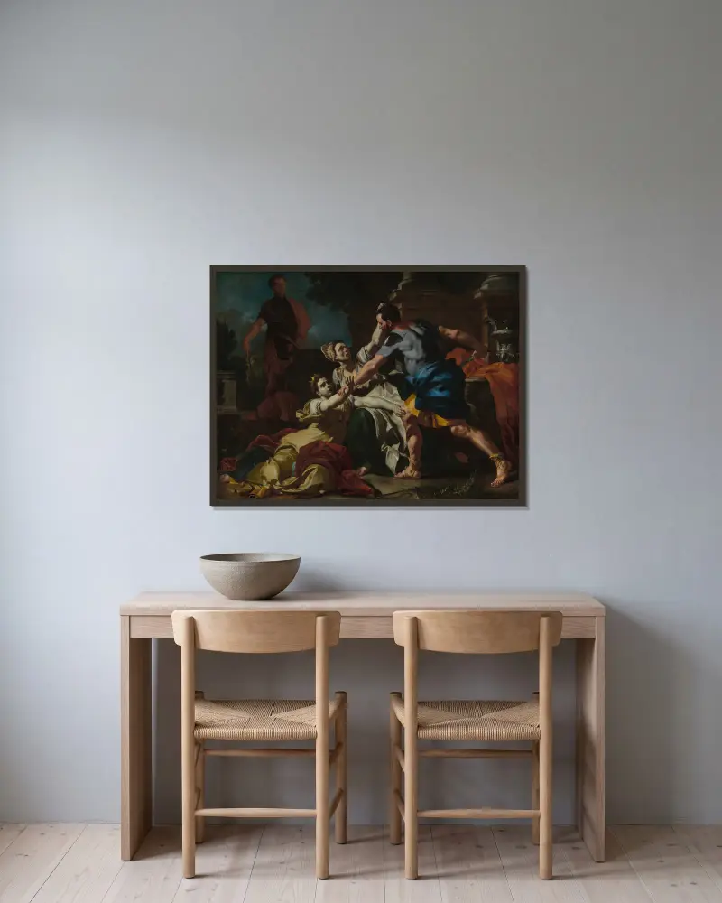 Death of Messalina av Francesco Solimena inramad på en vägg