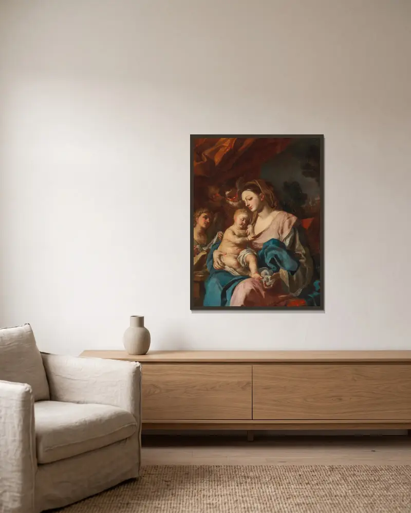 Madonna And Child – nr 1 av Francesco Solimena inramad på en vägg