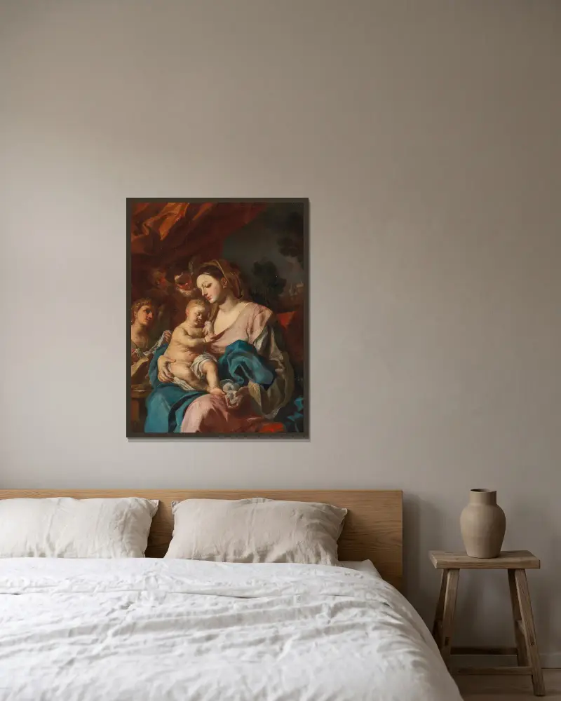 Madonna And Child – nr 1 av Francesco Solimena inramad på en vägg